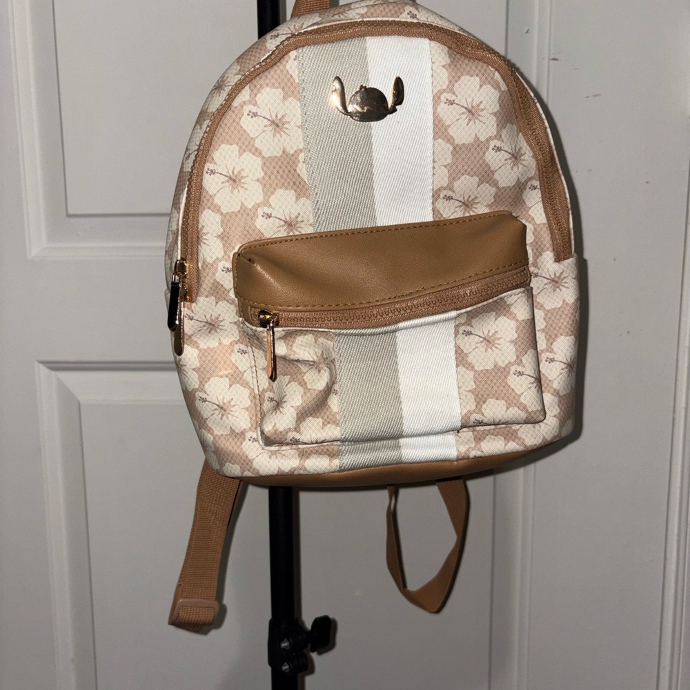 Floral Tan and White Backpack Disney